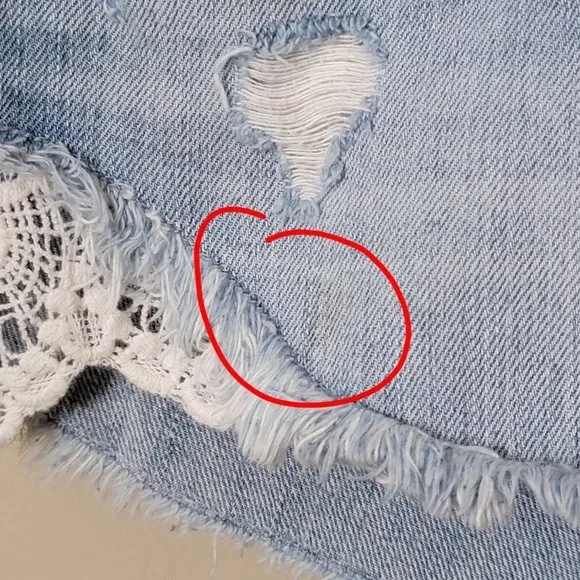 Abercrombie & Fitch Lace Crochet Distressed Cutoff Denim Jean Shorts - Picture 5 of 12